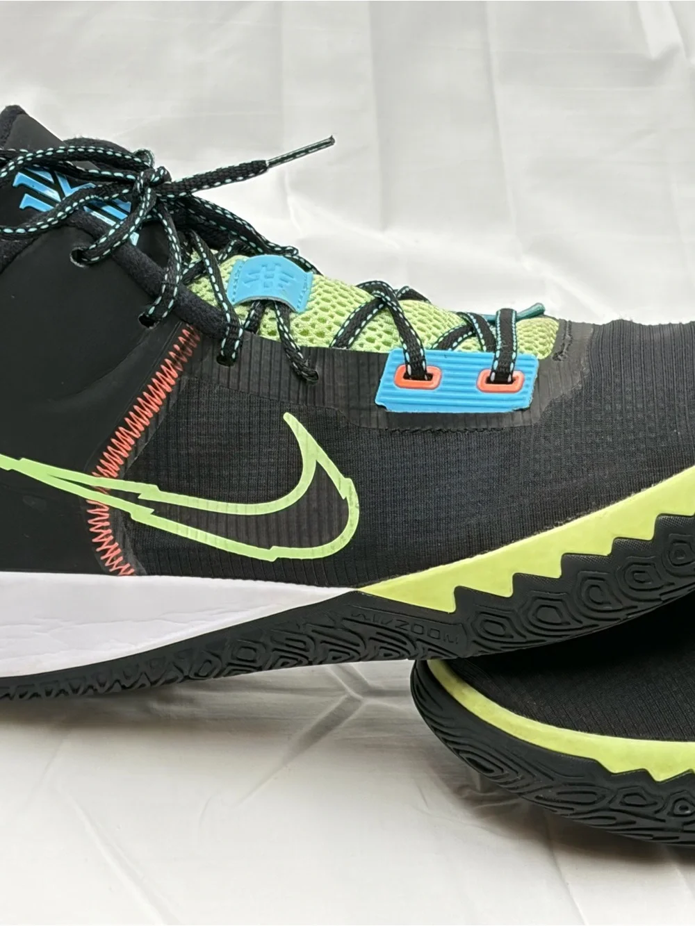 Nike Kids Black and Volt Basketball Sneakers with Blue Accents